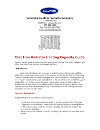 cast iron radiator heating capacity guide