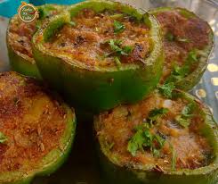 Bharwa Shimla Mirch Stuffed Capsicum Is A Lip Smacking And Favourite Of All The Spicy Potato Mixture Is Stuffed In The Shimla Mirch Capsicum Stuffed Peppers