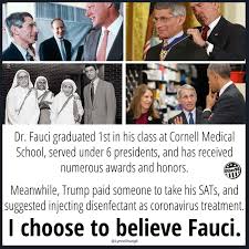 As a reminder, fauci admitted in may that probably only around 50% to 60% of the employees at the national institute of allergy and infectious diseases which he heads have even taken the. When It Comes To Covid Should We Believe Doctor Fauci Or Donald Trump 9gag