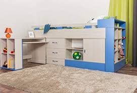Kinder Hochbett Mit Bettkasten Und Schreibtisch Felipe 16 Blau Weiss Liegeflache 90 X 200 Cm Kinderzimmer Ideen Wa Kinderzimmer Einrichten Hochbett Bett