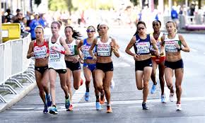 Athletes compete in the women's marathon during the athletics event at the rio 2016 olympic games at sambodromo in rio de janeiro on august 14, 2016. Blood Soaked Belarusian Wins Dramatic Women S Marathon Aw