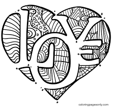 If your child loves interacting. Heart With Love In The Middle Coloring Pages Heart Coloring Pages Coloring Pages For Kids And Adults