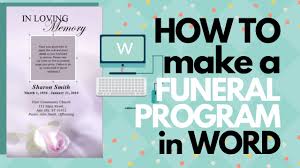 The first step to writing a memorial card is to identify a special verse, poem or passage that meant something to the deceased. How To Make A Funeral Program In Word Youtube