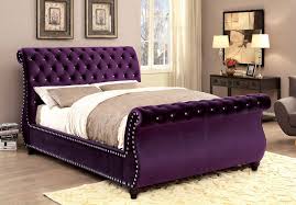 Noella Contemporary Purple Flannelette Solid Wood Queen Bed Upholstered Sleigh Bed Bed Furniture Upholstered Beds
