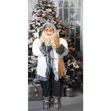 Shop from the world's largest selection and best deals for life size santa. Fraser Hill Farm Life Size Indoor Christmas Decoration 5 Ft Standing Santa Claus Holding Skis Wearing A Furry White Jacket W Gray Trim Fsc058 0gry1