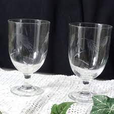5 out of 5 stars. Vintage 2 Clear Crystal Etched 8 Oz Iced Tea Water Glasses Etsy Wheat Design Clear Crystal Vintage Glassware