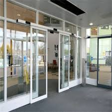 Our standard thickness is 1 ¾ and can be upgraded to 2 1/4 thick. China Prima Commercial Automatic Sliding Glass Doors Exterior Aluminum China Hotel Modern