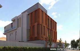 Scattered Modeling Weathered Steel Building Facade Wall Cladding Corten Steel Steel Cladding