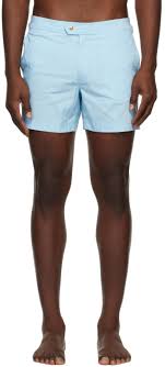 Tom Ford Buckled Sides Micro Faille Swim Shorts In B02 Sky Modesens