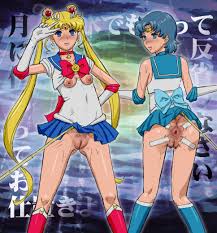 8 no ji club, mizuno ami, sailor mercury, sailor moon, tsukino usagi,  bishoujo senshi sailor moon, tagme, 2girls, anus, blank eyes, blonde hair,  blue eyes, blue hair, bow, breasts, breasts out, brooch,