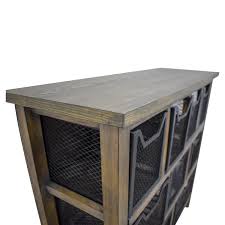 Rustic metal industrial bedside storage cabinet drawer shelf vintage bedroom. 74 Off Rustic Wood With Metal Baskets Cabinet Storage