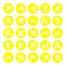 Las olímpiadas en la era antigua. Logos De Deportes Juegos Olimpicos De Color Amarillo Sobre Fondo Blanco Fotos Retratos Imagenes Y Fotografia De Archivo Libres De Derecho Image 3605746