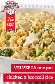 How do you make chicken and rice casserole? Velveeta One Pot Cheesy Chicken And Broccoli Rice Recipe Chicken Recipes Recipes Cooking Recipes