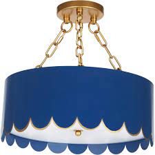 Check out our blue ceiling fixture selection for the very best in unique or custom, handmade pieces from our shops. Eloise Navy Blue Gold Scalloped Ceiling Fixture Pendants Old World Design Drum Light Fixture Ceiling Fixtures Drum Light