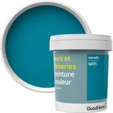 Peinture bleu klein castorama : Peinture Murs Et Boiseries Goodhome Bleu Marseille Satin 2 5l Castorama