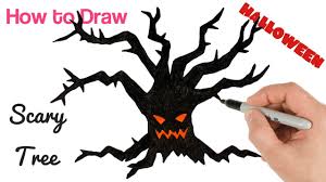 How To Draw Scary Tree For Halloween Drawing And Coloring For Kids Youtube I made those ok so i figure i was a pro now and c… how to draw scary tree for halloween drawing and coloring for kids