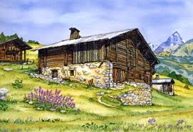 Aquarelle Les Molliettes Dessin Paysage Peinture Paysage Architecture Aquarelle