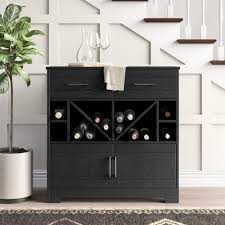 Dark walnut wood bar cabinet with optional wine rack. South Shore Vietti Bar Cabinet Reviews Wayfair