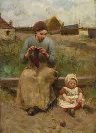 Robert Mcgregor British 1848 1922 The Apple Of Her Eye Woman Knitting Toddler Knit Art Art Art Gallery