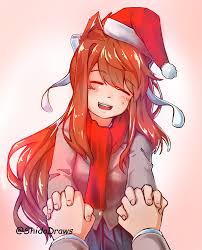 Red monika by alonsoespinoza on deviantart. Cold Monika Christmas Theme By Shidodraws On Deviantart Ddlc
