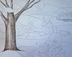 Realistic landscape drawing at getdrawings com free for personal. Color Pencil Landscape Drawing Happy Family Art