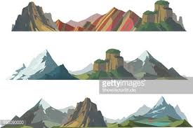 Line mountain alps landscape set. Mountain Vector Illustration Isolated Clipart Image