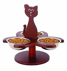 Kitty Cat Food Bowls 3 Raised Cat Dishes W Stand Stainless Steel Pet Bowls Comedouro Para Gatos Casa De Gato De Papelao Acessorios De Gato