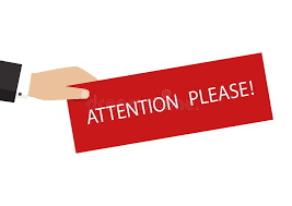 Hand Holding Banner With Pay Attention Please Vector Illustration Stock Vector Illustration Of White Careful 113817753