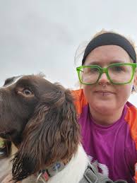 Eye contact. Canicross, Dorset Ooser. Black Hill, Bere Regis.