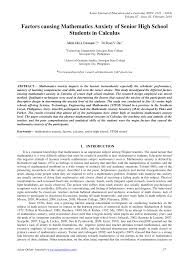 Pdf Factors Causing Mathematics Anxiety Of Senior High School Students In Calculus