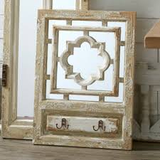 Interwoven purple clematis vines create a natural tapestry. Wood Trellis Mirror With Wall Hook Rack Antique Farmhouse