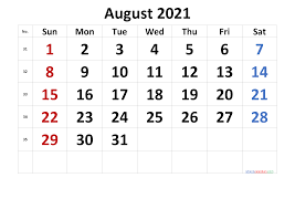 Maybe you would like to learn more about one of these? Free August 2021 Calendar With Week Numbers