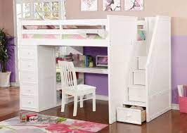 Bunk beds are a lot of fun, and they offer convenient space solutions for families with kids who need to share a bedroom. Resort Life Full Size Loft Bed With Desk In Cloud White Summerlin Collection