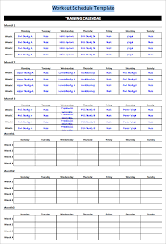 workout schedule template excel printable schedule template