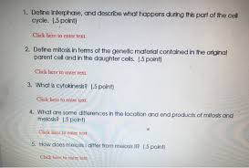 Longest phase of cell cycle. Solved 1 Define Interphase And Describe What Happens Du Chegg Com