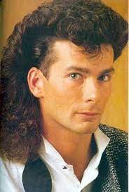 Pushed Back At The Sides With Moose Neat Precision Trimming Tightly Permed Double Front Pull Down Eyes That Say Deja Vu 80s Hair Mullet Hairstyle 1980s Hair