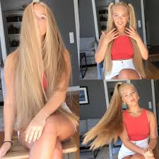 It sits at hip length when straightened or stretched. Video Top Quality Hair 5 Blonde Perfection Realrapunzels
