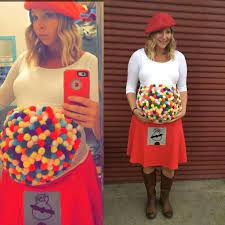 5 Easy Diy Pregnant Halloween Costumes Dress Up Your Bump Pregnant Halloween Gum Machine Costume Pregnant Halloween Costumes
