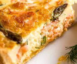 Tip into a large baking dish, then mix the breadcrumbs with the parmesan and remaining oil, and scatter this over the mixture. Salmon Quiche Recipetin Eats