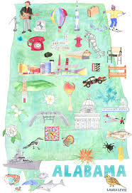 Birmingham, mobile and huntsville are some of the major cities shown in this map of alabama. Laura Levie Art Birmingham Alabama Travel