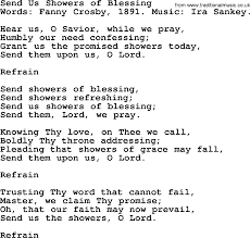 True love's a blessing, true love's a wonderful blessing true love's a blessing, wait and see when you'll find a right boy, you'll fill your. Send Us Showers Of Blessing By Fanny Crosby Hymn Lyrics 1864350 Png Images Pngio