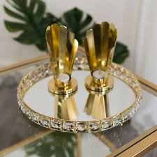 Mirror tray gold mirror tray glass tabletop perfume vanity home decor round jewelry metallic gold metal acrylic serving decorative mirror tray. Round Gold Mirrored Jewel Display Tray