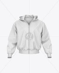 Harrington Hooded Jacket Front View In Apparel Mockups On Yellow Images Object Mockups Clothing Mockup Mockup Free Psd Hooded Jacket