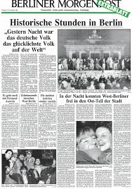 Aktuelle nachrichten aus berlin und brandenburg: Zeitreise Berliner Morgenpost Zum Mauerfall Mit Nachdruck Aus Originalausgaben Von 1989