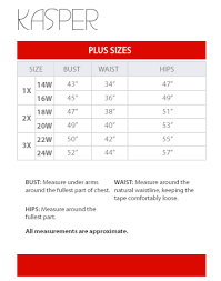 kasper plus size chart via macys in 2019 size chart