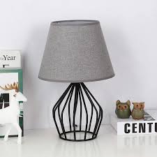 Light up your space with modern table lamps. Oumilen Vintage Bedside Lamp Gray Small Nightstand Lamp Black Metal Hollow Out Base Modern Table Lamp With Fabric Lampshade For Bedside Table Bedroom Dorm Office Walmart Com Walmart Com