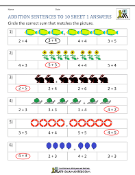 addition worksheets for kindergarten