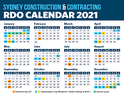 Below is a list of the statewide new south wales public holidays for 2021. Sydney Construction Contracting 2021 Rdo Calendar