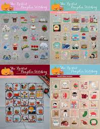 Counted cross stitch pattern in pdf format. Seasonal Sampler Set Cross Stitch Patterns The Frosted Pumpkin Stitchery