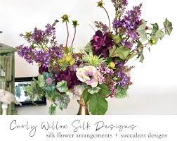 Silk Flower Arrangement Artificial Lilac Centerpiece Faux Purple Lilacs Purple Flower Arrangements Artificial Flower Arrangements Faux Flower Arrangements